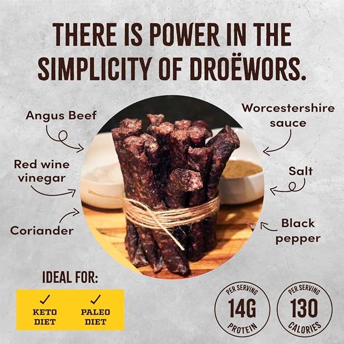 Howdysnax Handcraft Authentic Small Batch Droëwors Beef Sticks Sugar Free, Soy Free, Paleo & Keto