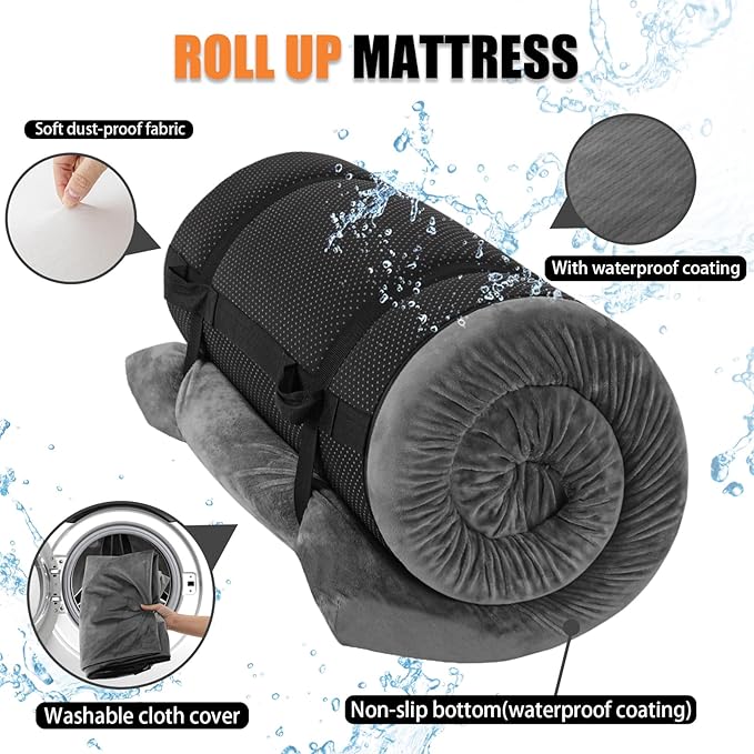 Sleeping Pad,3-inch Thick Memory Foam Camping Mattress,Portable Roll-Up Mat for