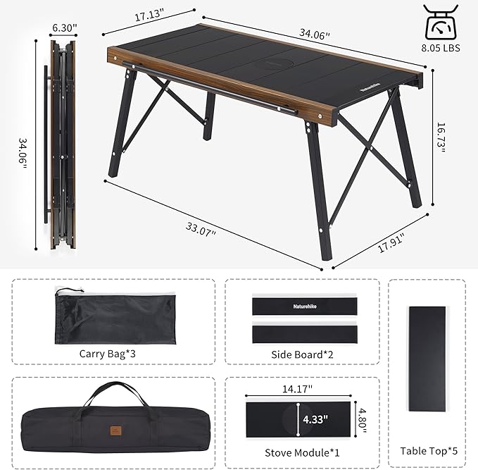 Naturehike Folding IGT Camping Table, Portable Outdoor IGT Cook System, Ultralight Aluminum Camp
