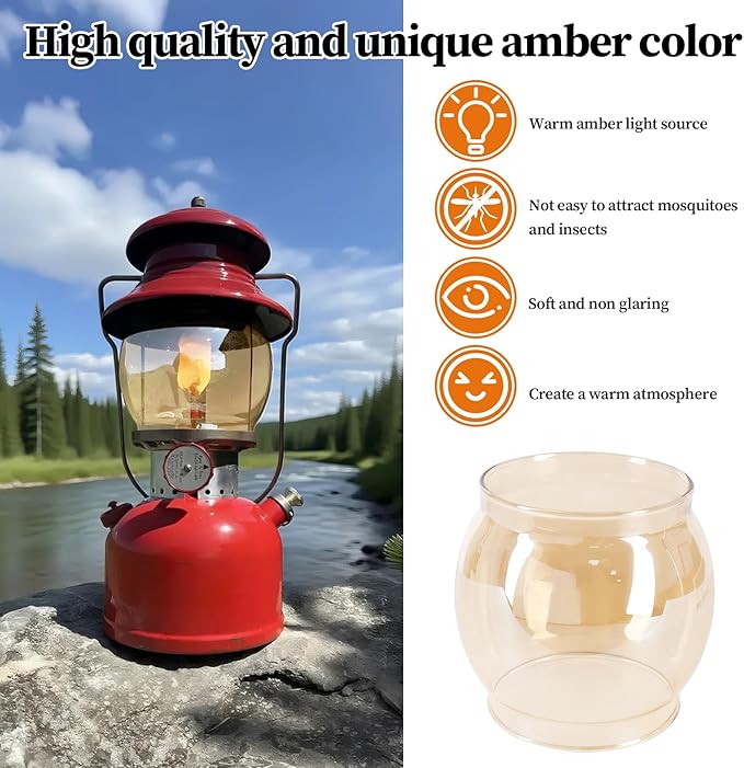 10-Pack Lantern Mantles & Glass Globe Replacement, Compatible with Coleman Lantern Parts & Ozark