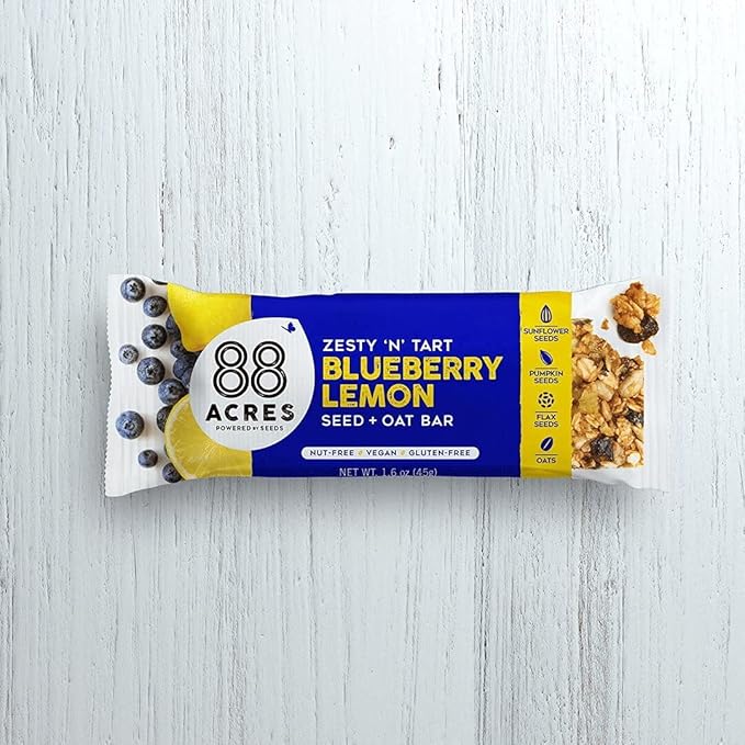 88 Acres Granola Bars | Blueberry Lemon | Gluten Free, Nut-Free Oat and Seed Granola Bar | Vegan &