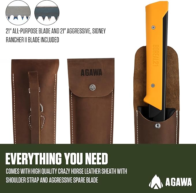 AGAWA - BOREAL21 Backwoods Kit - Includes 21" Folding Saw, Leather Sheath, 21" All-Purpose & 21"