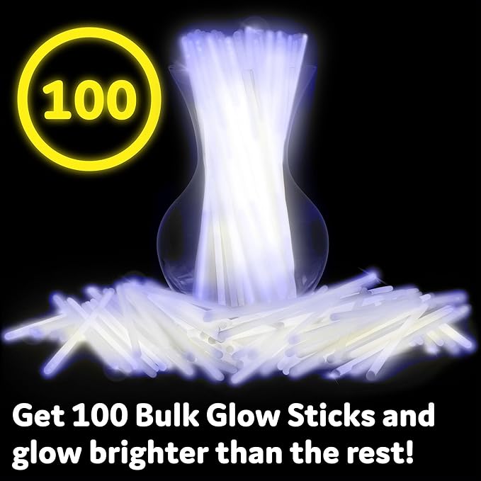 PartySticks Glow Sticks Party Supplies 100pk - 8 Inch Glow in The Dark Light Up Sticks Party