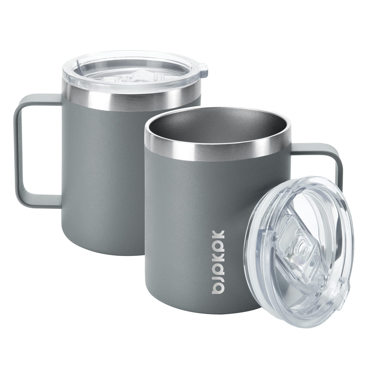 BJPKPK 2PCS Insulated Coffee Mug with Lid, 14oz Stainless Steel Tumbler
