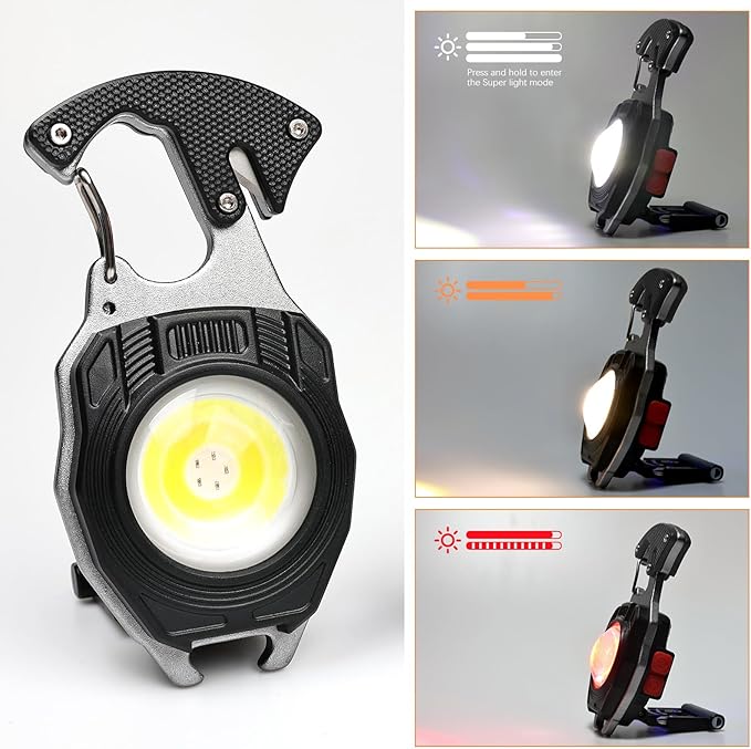 MAKDAK 2PC Keychain Flashlight Rechargeable Cob Keychain Work Light 7 Modes 1600Lumen High Lumen
