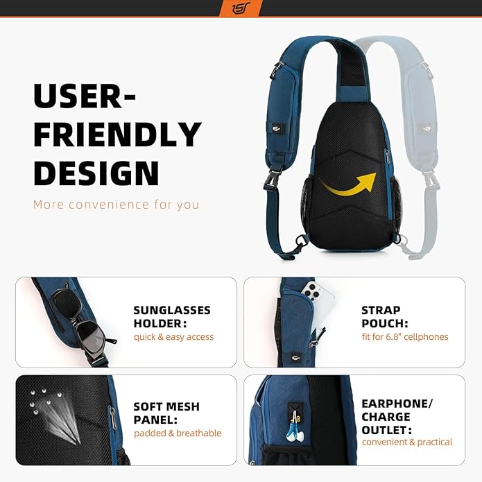 SKYSPER Sling Bag RFID Crossbody Sling Backpack Cross Body Shoulder Bag Travel Hiking Daypack for