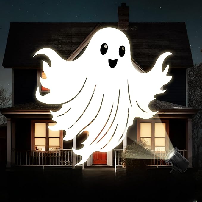 Treela Halloween Projector Lights Outdoor Cute Ghost Lights Decoration Dynamic Outside Indoor LED