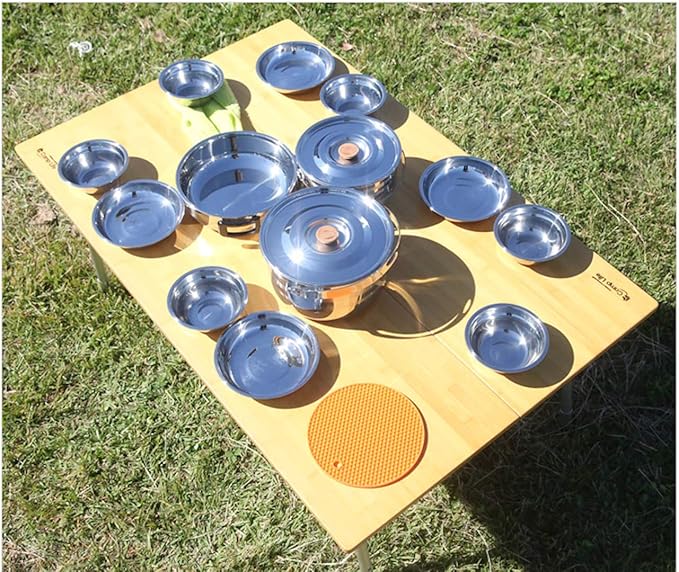 CAMPINGMOON Camping Cookware Set Stainless Steel Outdoor Nesting Cooking Mess Kit Pots Pans Bowls