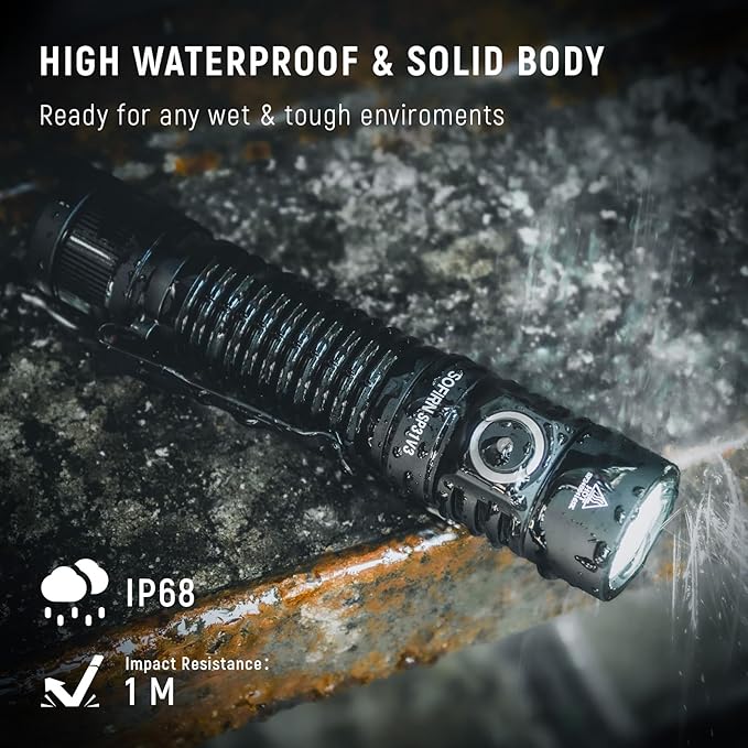 Sofirn SP31 V3.0 Tactical Flashlight Rechargeable, 2000 High Lumen Pocket Flashlight with Powerful