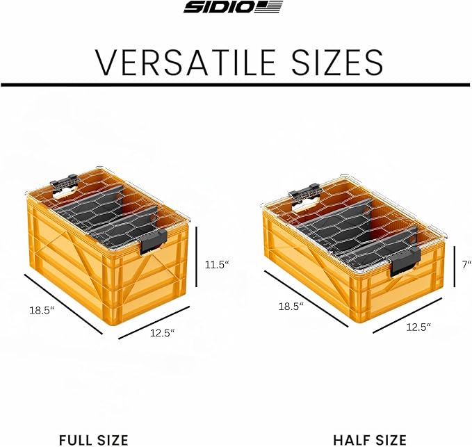 SIDIO CRATE Starter Pack - Two Full Size and One Half Size Heavy Duty Stackable Storage Bins, Totes