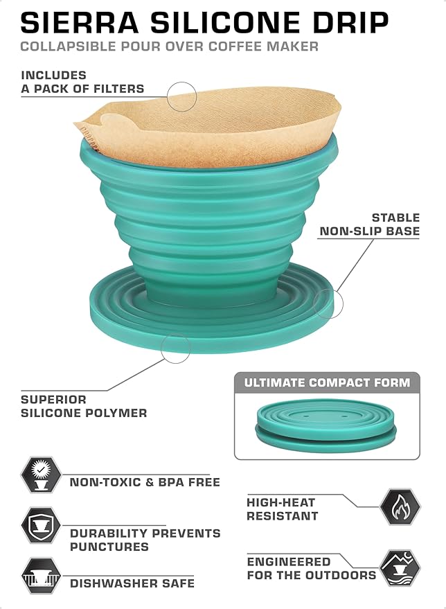 COLETTI Sierra Camping Pour Over Coffee Dripper ??Collapsible Pour Over Coffee Dripper ??Includes