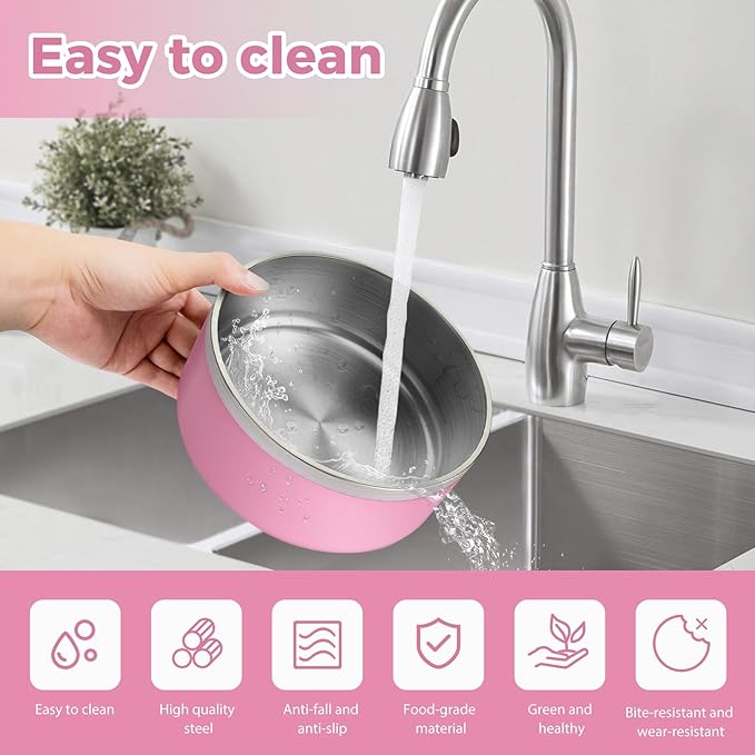 Stainless Steel Dog Bowl, Metal Water and Food Dish for Large Dogs, Insulated Non-Slip Pet Bowl