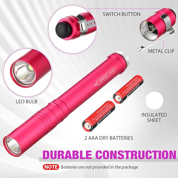 24 Pack Mini Pen Flashlights Bulk LED Pen Lights Aluminum Pocket Flashlights with Clips Small