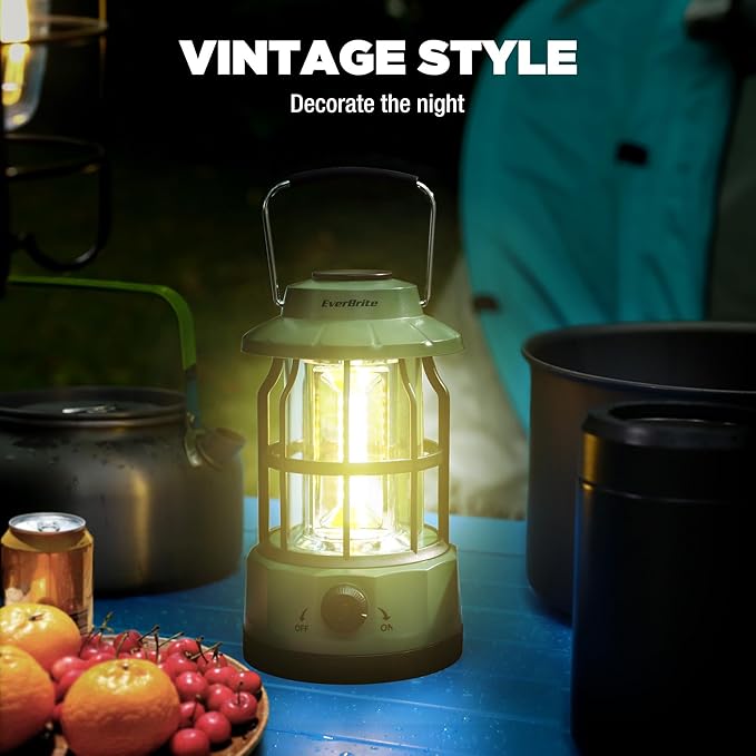 EverBrite LED Camping Lantern, USB C Rechargeable Lantern with Stepless Dimming, Vintage Portable