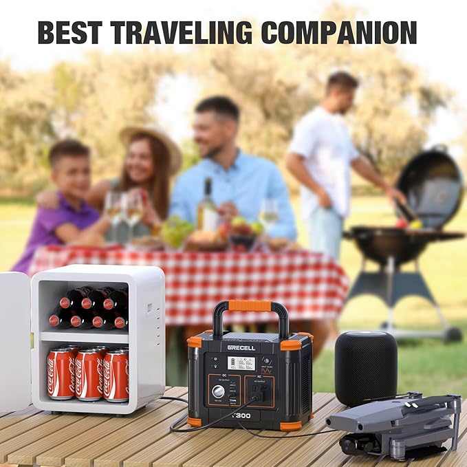 GRECELL 300W Portable Power Station 230.88Wh Solar Generator with USBC PD 60W, 110V Outlet Perfect