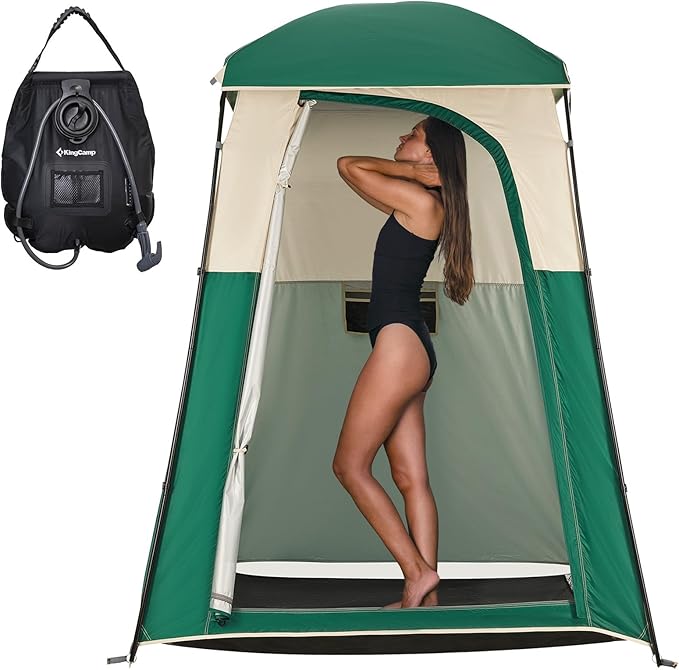 KingCamp Shower Tent, Portable Privacy Tent Outdoor Camping 1/2 Room Toilet Tents with Shower Bag &