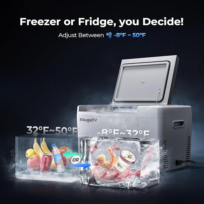 BougeRV 12 Volt Refrigerator 12V Car Fridge 23 Quart Portable Freezer Compressor Cooler 12/24V DC