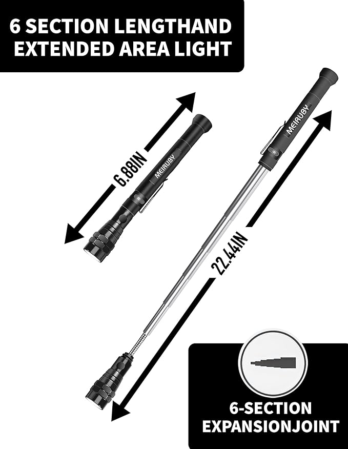 Magnetic Pickup Tool Gifts for Men, Stocking Stuffers for Men Adults, Telescoping Magnet Flashlight
