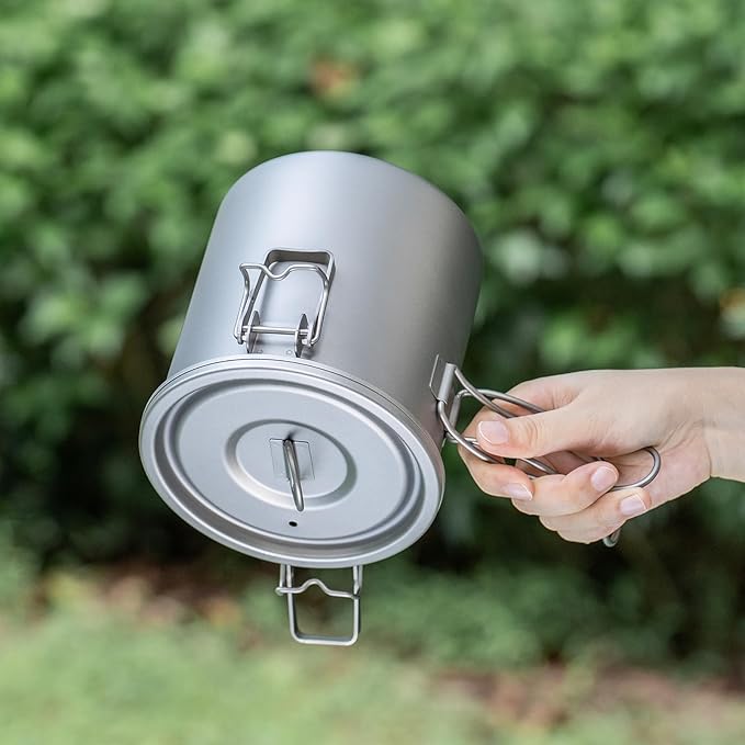 Boundless Voyage Titanium Rice Cooker Camping Cooking Pot Ultralight Camping Cookware Set for