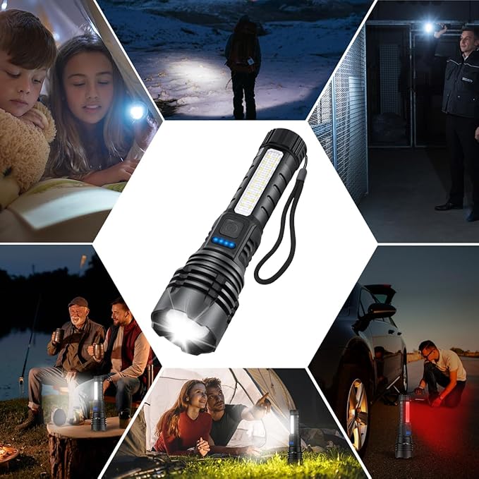 Rechargeable Flashlights High Lumens, 7Mode Flashlights Rechargeable, Super Bright Flashlight