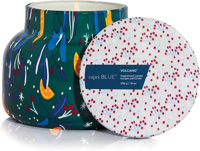 Capri Blue Pattern Play Signature Holiday Candle - Luxury Holiday Scented Candle for Home- Long