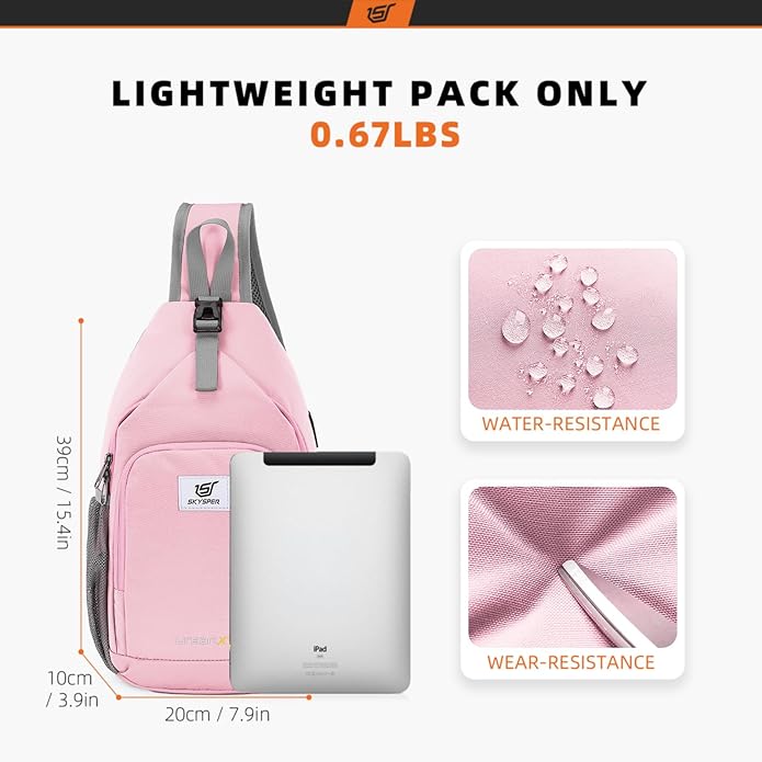 SKYSPER Sling Bag RFID Crossbody Sling Backpack Cross Body Shoulder Bag Travel Hiking Daypack for