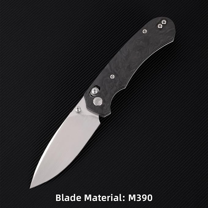 Folding Pocket Knife,3.31” M390 Blade,Erogonomic Titanium Handle,Hunting Survival Knife,EDC Knife