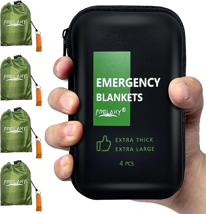 Frelaxy Emergency Blanket 2-Pack/4-Pack, Extra-Thick Extra-Large Space Blankets with Whistles