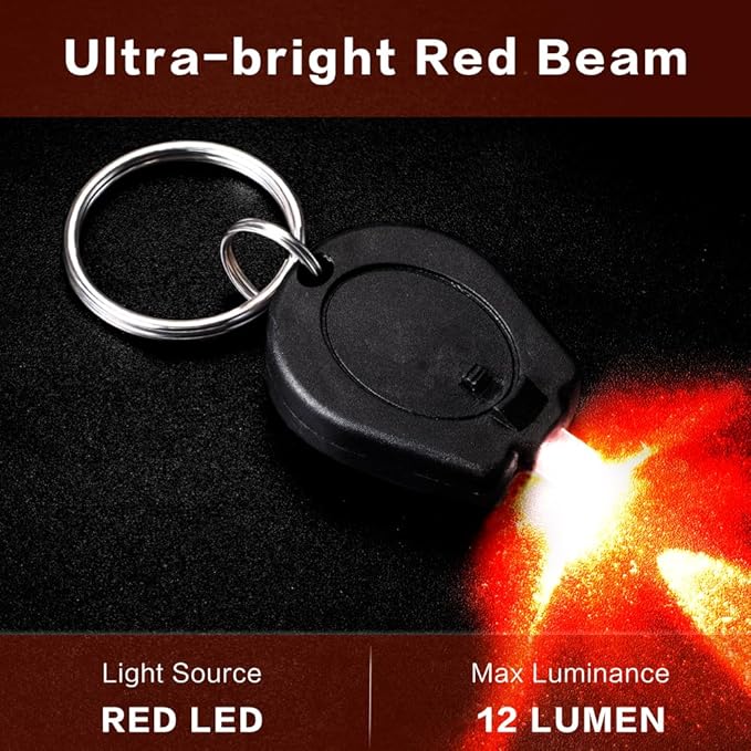 12 Pack Ultra Bright Red LED Keychain Flashlight, Red Keychain Flashlight for Night Observation