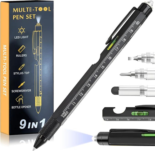 Christmas Gifts Stocking Stuffers for Men,Multitool Pen 9 in 1 Innovative Gift for Men,with LED