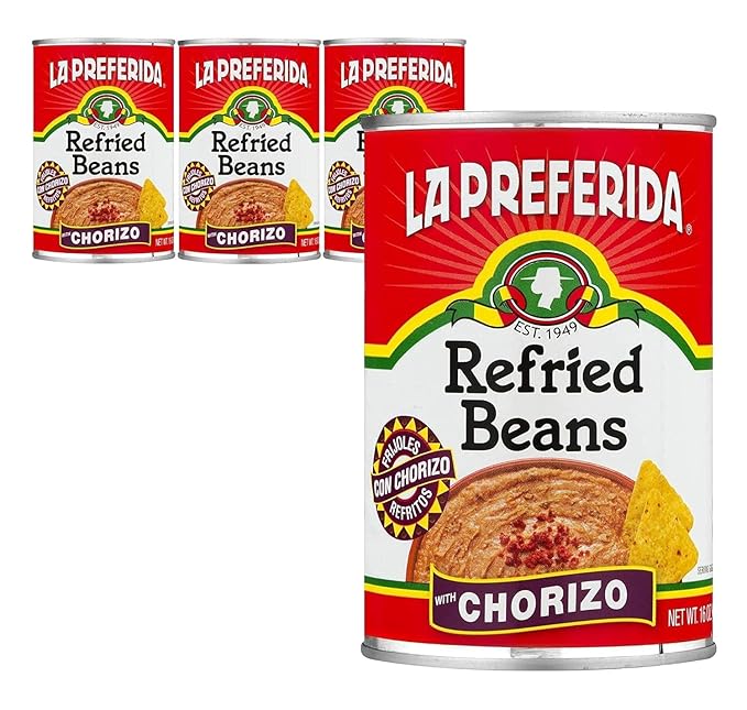 La Preferida Chorizo Refried Beans (Made with Real Pork & Beef, No Preservatives) ??Heat & Serve