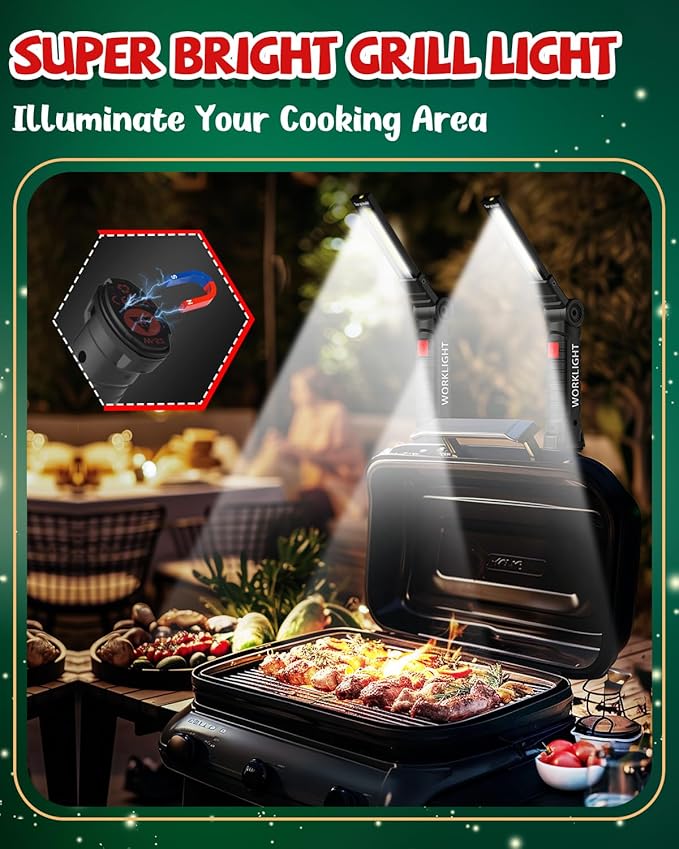 Coquimbo Tool Gifts for Men Him, Rechargeable LED Work Lights Grill Light with Magnetic Base 5