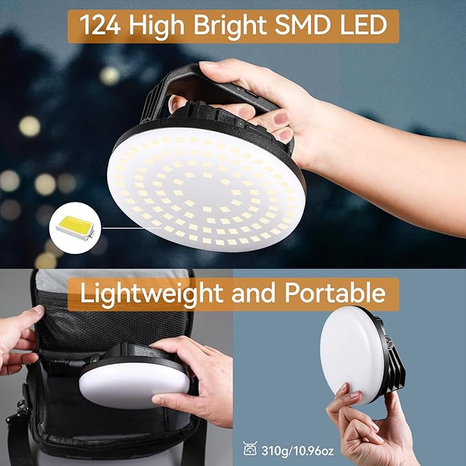 VAVOFO 30W 3000LM LED Camping Lantern Rechargeable, 3 Lighting Modes, 7200mAh Power Bank,IP65