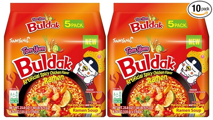 KF GOODIES Korean Ramen Variety Pack Gift Box (10 Count) – Spicy Buldak Noodle Assortment for