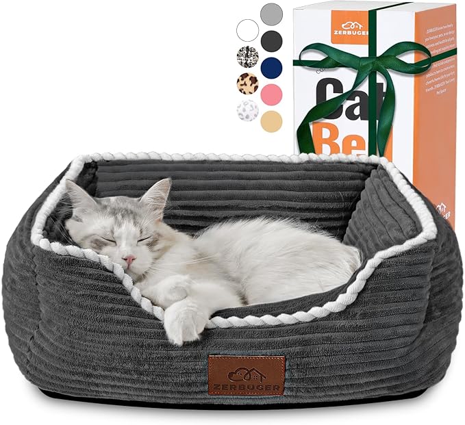 Cat Dog Bed for Pets, Rectangle Pet Bed Gift for Puppy and Kitten, Machine Washable Calming Fluffy