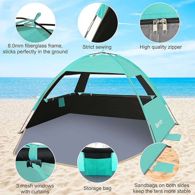 Gorich Beach Tent Sun Shelter for 3/4-5/6-7/8-10 Person with UPF 50ï¼?UV Protection, Lightweight &