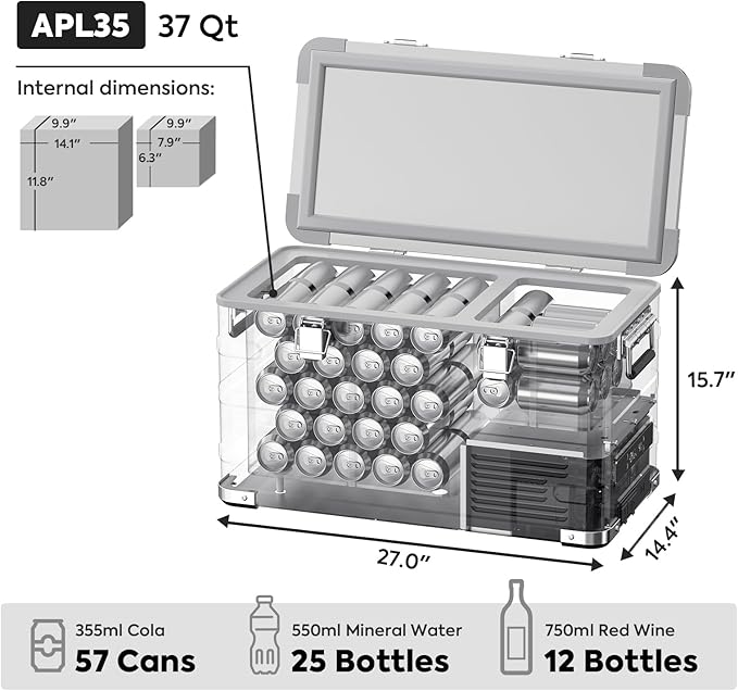 ICECO APL35 12 Volt Car Refrigerator, 37 Quart (30 Liter) Light Duty Aluminum 12v Portable Fridge