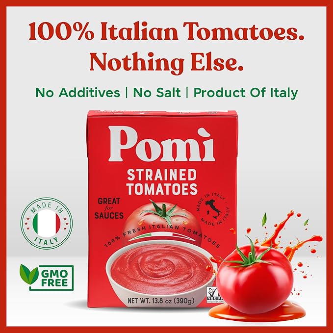 Pomì Strained Tomatoes 13.8oz (Pack of 12) - Creamy, Velvety Italian Tomato Puree, No Additives or