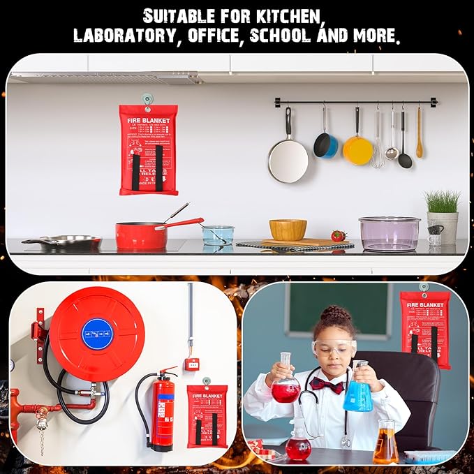 Macarrie 60 Pack 39??x 39??Fire Blanket Emergency for Home and Kitchen Safety Suppression Blanket
