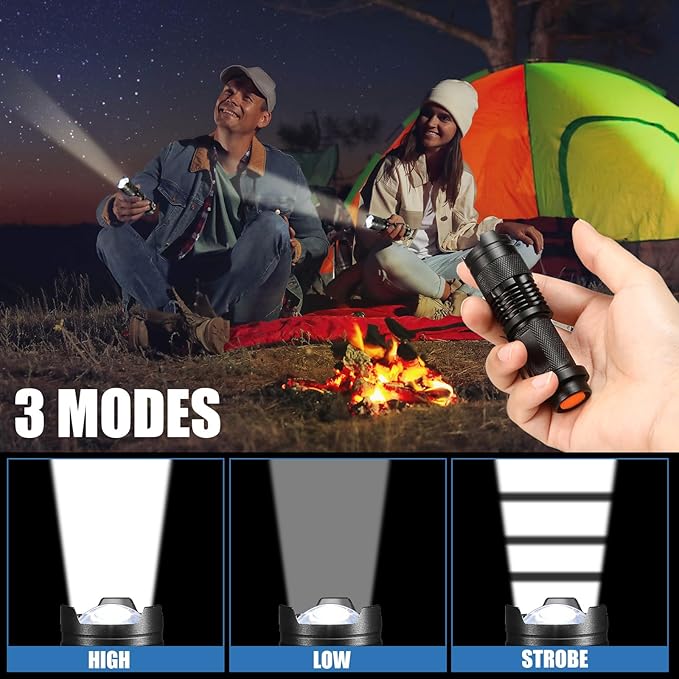 Fumete 20 Pieces LED Flashlight Mini 3 Mode Tactical Torch Small Water Resistant Pocket Flash Light