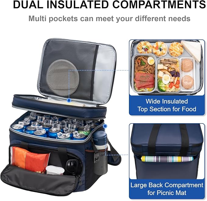 EVERFUN Small Cooler Lunch Box Mini Leak-Proof Soft Double Deck 24 Can Personal Insulated