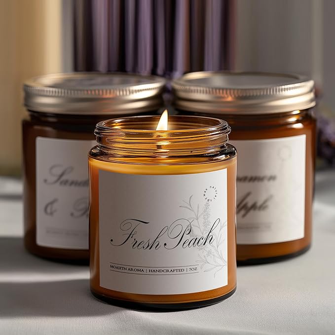 MOASITN Fresh Peach Scented Candles for Home|Sweet Orange,Peach,Floral Scented Soy Candle|