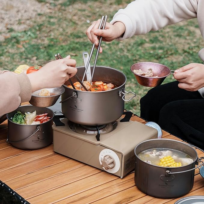 Boundless Voyage Titanium Hanging Pot for Outdoor Camping Backpacking Hiking Ultralight Portable