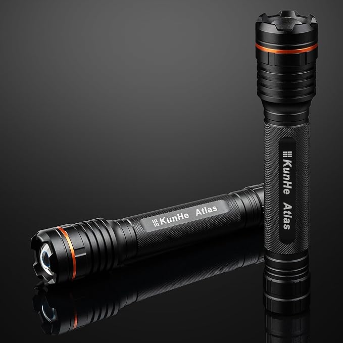 KunHe Heavy Duty 3D Cell LED Flashlights Large Aluminum Zoomable High Lumens 1200 LM Battery