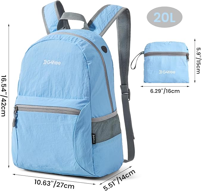 G4Free 20L Lightweight Packable Backpack Travel Hiking Daypack Foldable Backpack for Men