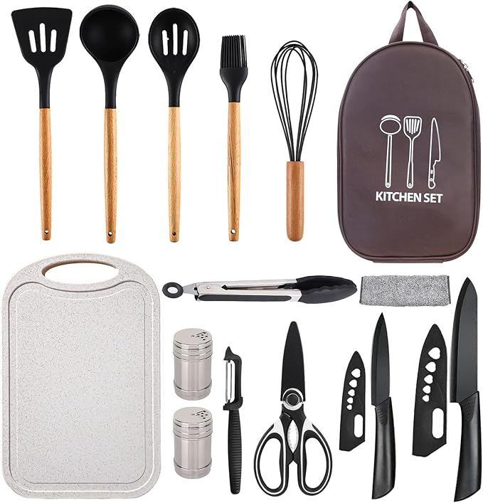 Silicone Camping Cooking Set Car Camping Essentials Cooking Kitchen Set, RV Camping Cookware Must