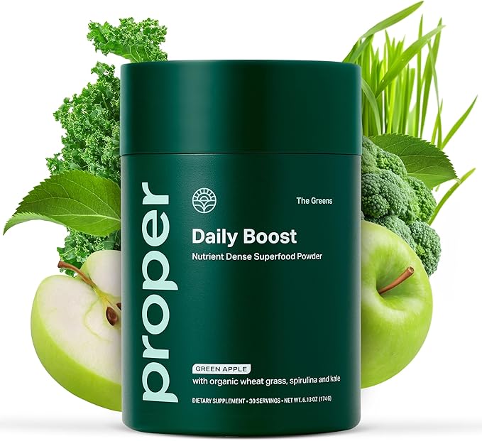 Proper, The Greens Daily Boost Organic Greens Powder. Whole Food, Apple Flavour Veggie Powder