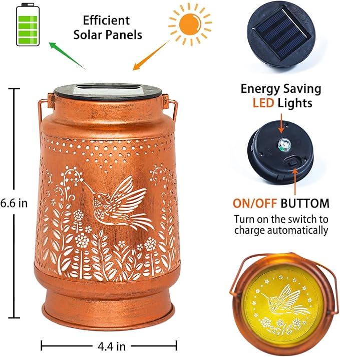 Hummingbird Solar Lanterns Outdoor Waterproof Hanging Solar Lights Hummingbird Gifts for Women Men