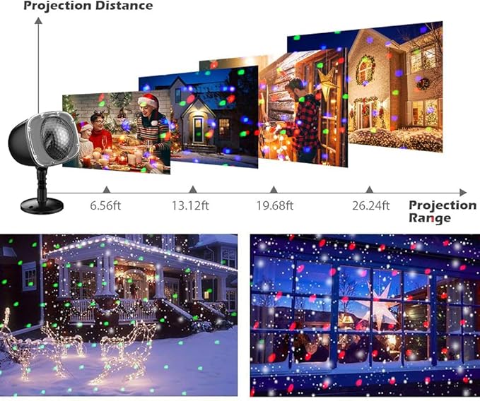 Christmas Snowfall Projector Lights,FLEVO LED Light Projector,Outdoor Holiday Lights with Clear
