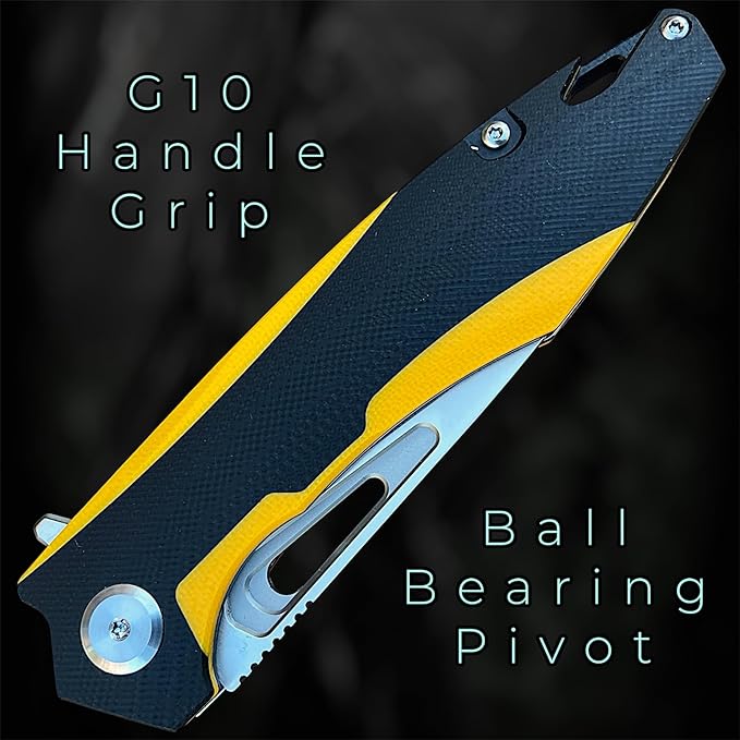 TACTICAL GEARZ Pocket Folding Knife for EDC, D2 Steel Blade, Dual Color G10 Handle, Includes Sheath